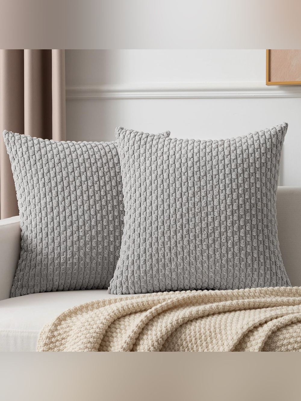 Plush Waffle Knit Accent Pillow - Light Gray
